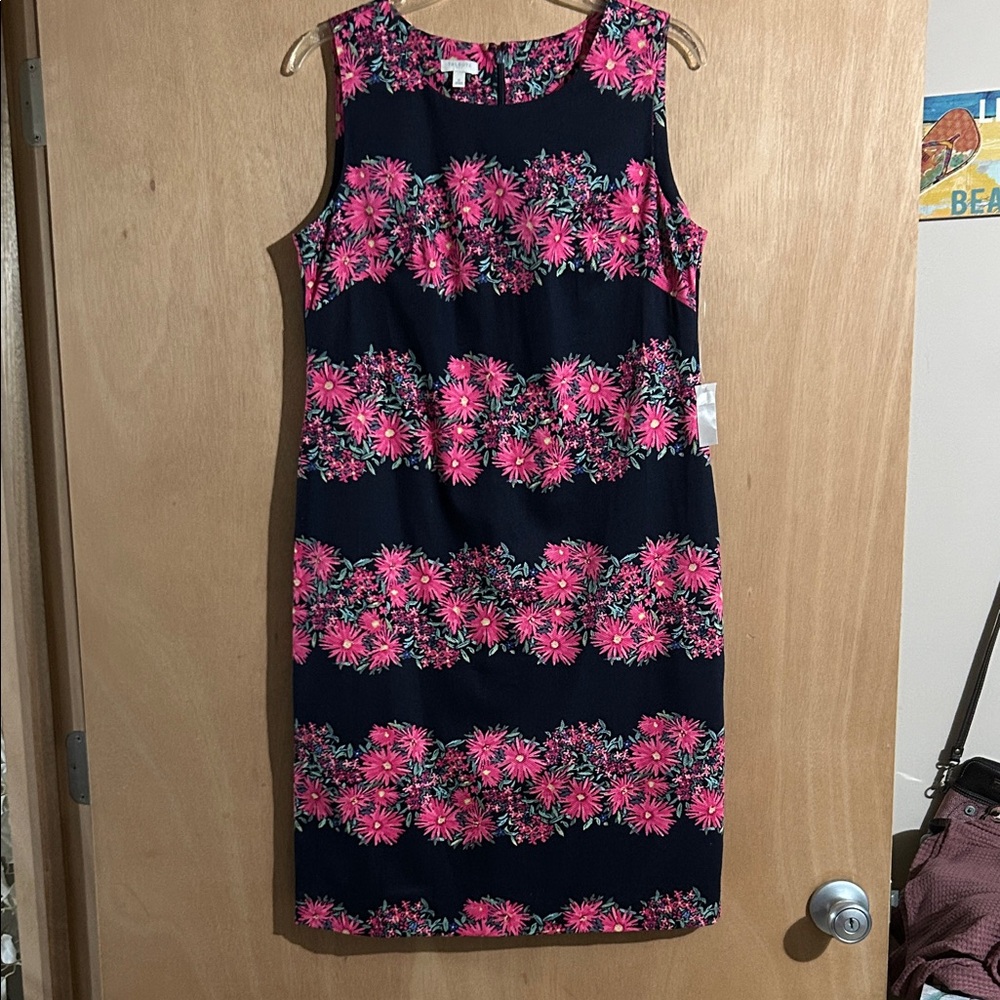 NWT Talbots Pink and Black Floral Mini Dress - Picture 1 of 6